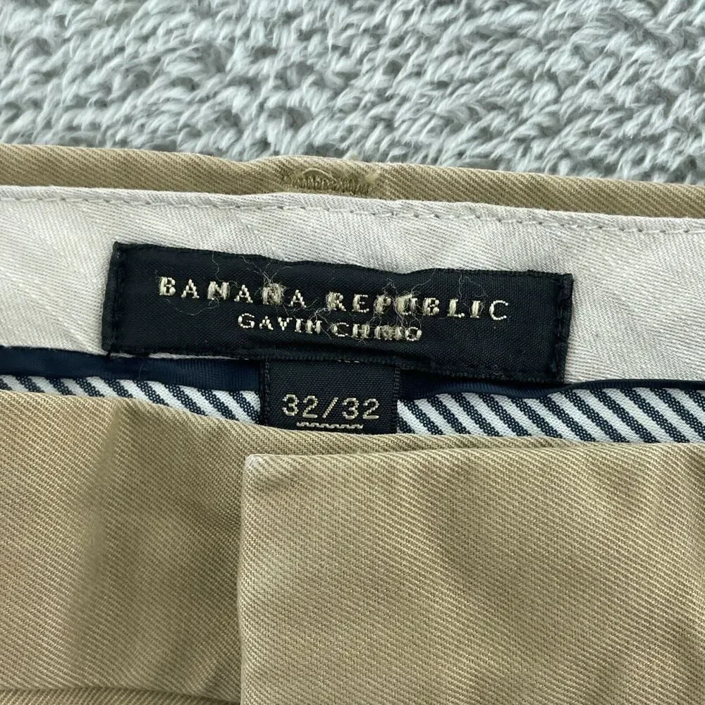 Banana Republic Gavin Chino Pants 33/32 Mens 100% Cotton Khaki 4532
